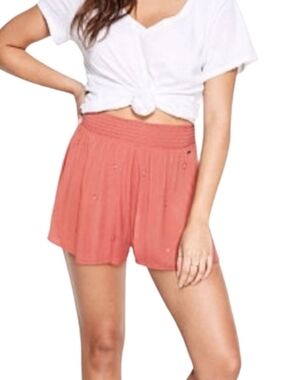 New Pink Victoria's Secret Embroidered Sunbeam Smocked Shorts
